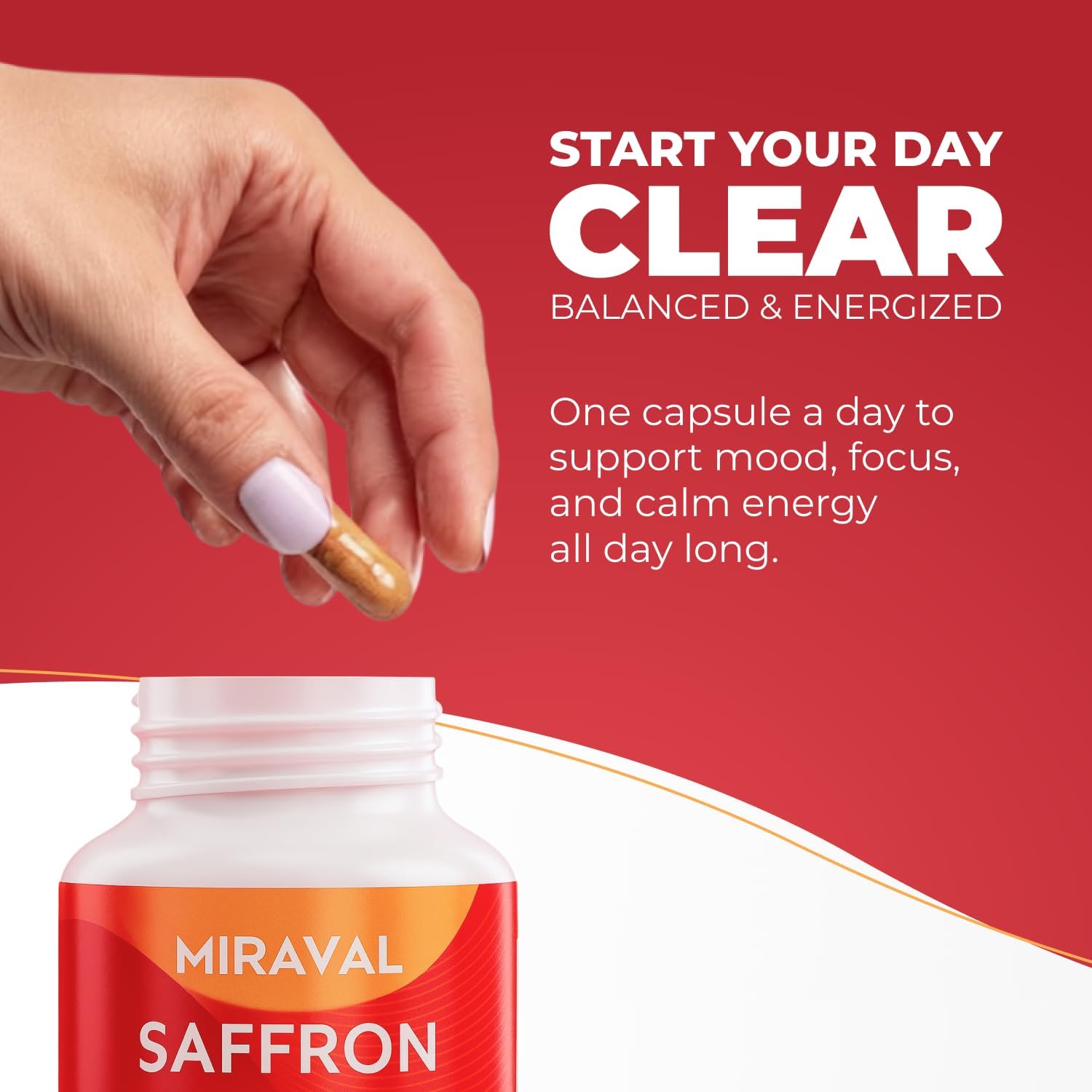 Miraval Saffron Supplement for Men & Women – Saffron Capsules with Organic Saffron Extract – Supports Mood, Focus & Clarity – Non-GMO, Gluten-Free – 60 Capsules – 60-Day Supply