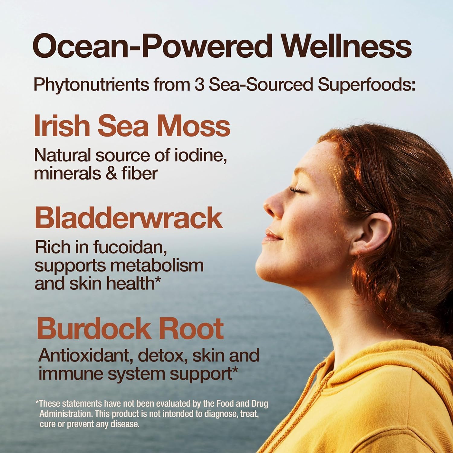 Feelgood Company Sea Moss Bladderwrack with Burdock Root Supplement, High Absorption, 60 Vegan Capsules, Plant-Based Superfood for Thyroid Support