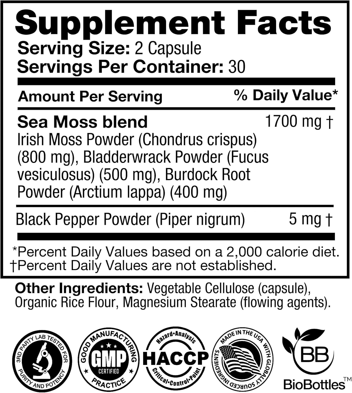 Feelgood Company Sea Moss Bladderwrack with Burdock Root Supplement, High Absorption, 60 Vegan Capsules, Plant-Based Superfood for Thyroid Support