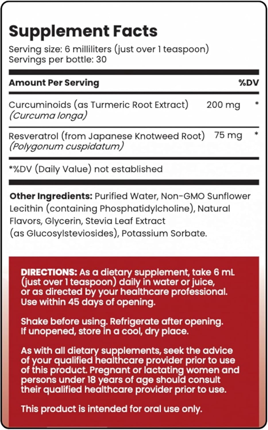 Rho Nutrition Liposomal Curcumin + Resveratrol (1 Pack) – Ultra High Absorption Liquid Curcumin Supplement – Promotes Joint Comfort, Mobility, Cellular Health and Overall Well-Being